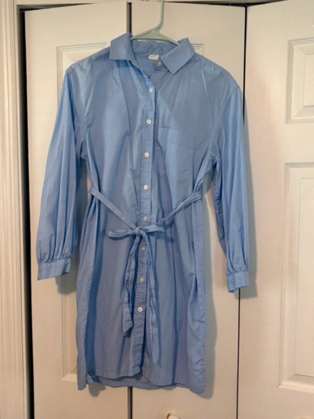 GAP Light Blue Long Sleeve Shirt Dress with Tie Waist